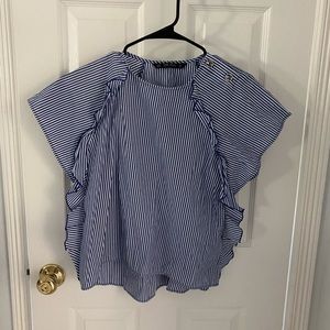 Zara Blue & White Blouse
